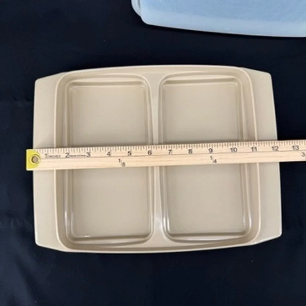 Vintage Tupperware Deviled Egg Keeper 723 Almond Beige 16 Slot Carrier with Lid